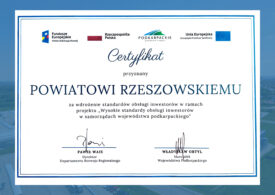 Certyfikat Wysokich standardów obsługi inwestora dla Powiatu Rzeszowskiego