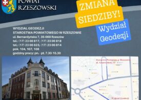 Zmiana siedziby Wydziału Geodezji Starostwa Powiatowego w Rzeszowie