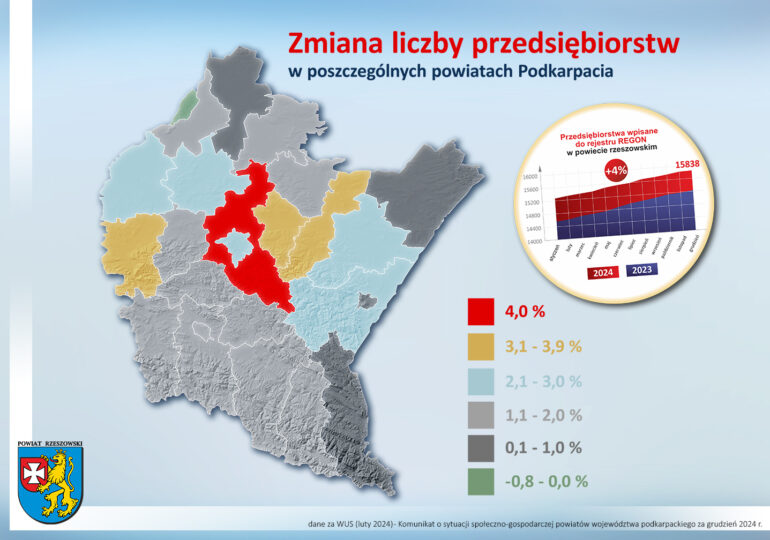 Najwyższy wzrost liczby przedsiębiorstw na Podkarpaciu Urząd Statystyczny odnotował w powiecie rzeszowskim!