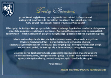 Drodzy maturzyści szkół powiatu rzeszowskiego!