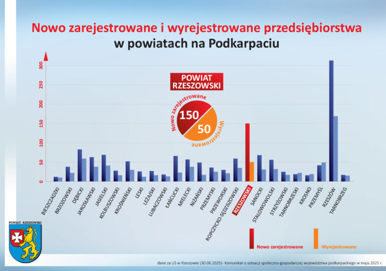 Kolejny miesiąc w statystykach – Powiat Rzeszowski na czele najbardziej przedsiębiorczych powiatów Podkarpacia