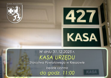 Godziny otwarcia kasy urzędu 31.12.2025 r.