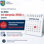 14 sierpnia 2026 r. – dniem wolnym w Starostwie Powiatowym w Rzeszowie