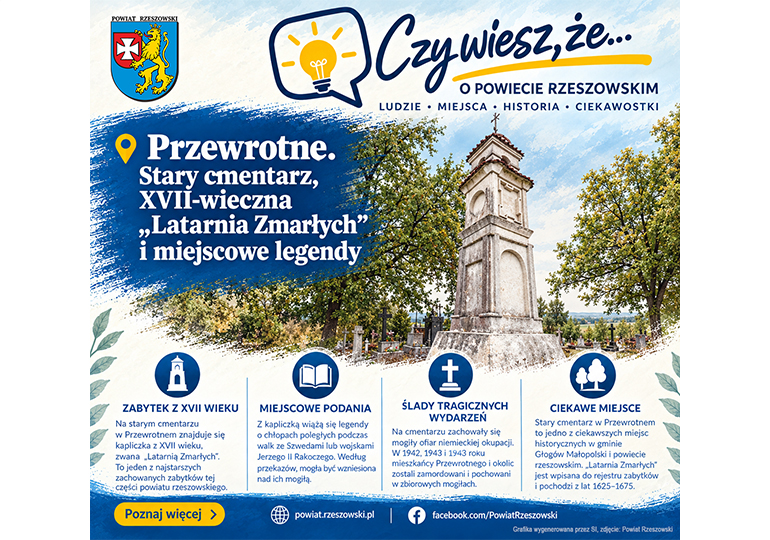 Przewrotne. Stary cmentarz, XVII-wieczna „Latarnia Zmarłych” i miejscowe legendy