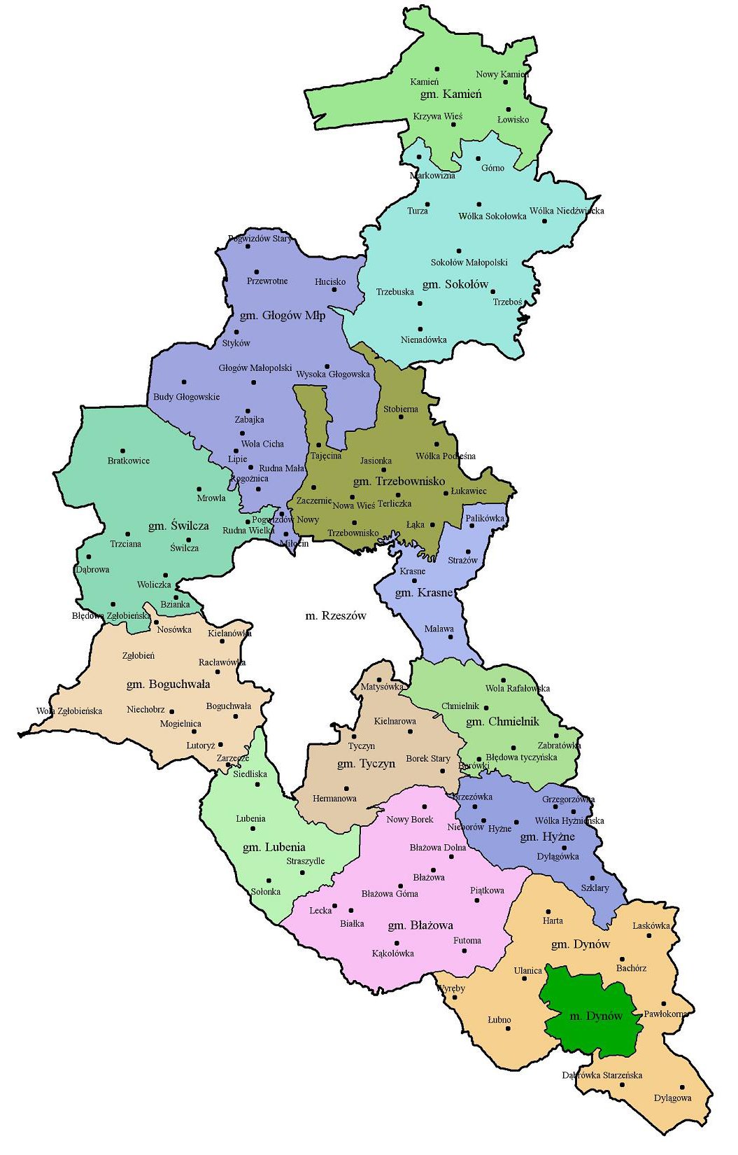 mapa powiatu rzeszowskiego